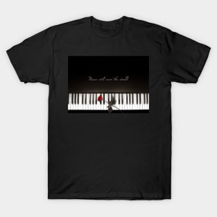 Piano Music Black and White T-Shirt